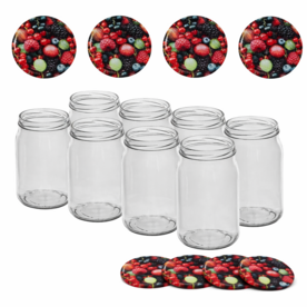 Glazenpotten 900 ml met twist-off deksel (Bessen) 8 stuks