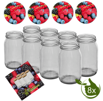 Glazenpotten 900 ml met twist-off deksel (Fruit) 8 stuks