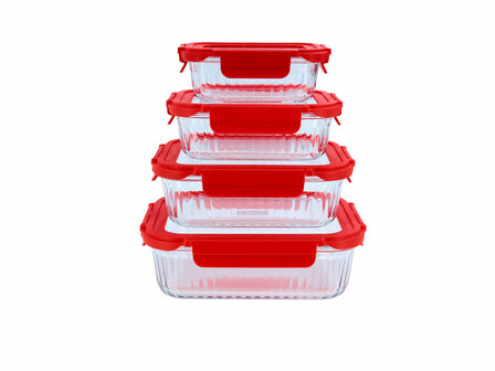 Cookai Ovenschaal Rood 1040ml met glazendeksel