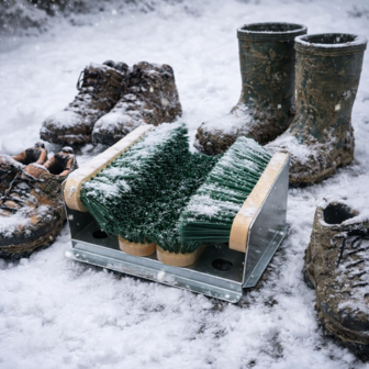 Schoenen en laarzen schoonmaker 4 borstels met verzinkt onderstel