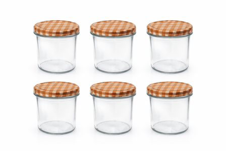 Jampot met twist-off deksel bruin (blok-design)