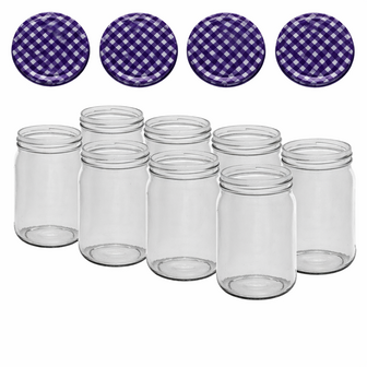 Glazenpotten 900 ml met twist-off deksel (lila stip) 8 stuks