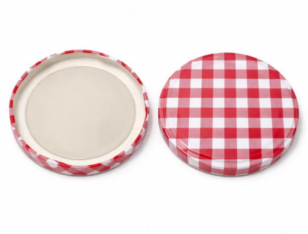 Twist-off deksel Rood/Wit blok design, 82mm per 8
