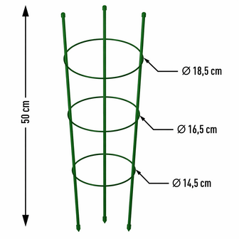 Steunringen voor tuinplanten, 3 ringen, 0,5 m