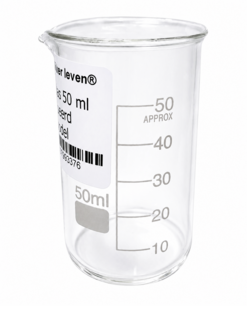Bekerglas 50 ml gegradueerd hoog model hittebestendig