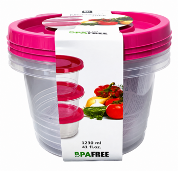Set van 3 voedselbewaardoos 1230ml