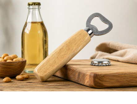Houten authentieke flessenopener 14 cm