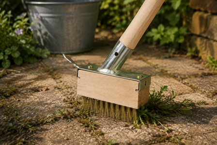 Onkruidborstel met Steelhouder &ndash; Voor Grondige Reiniging van Terras en Tuin