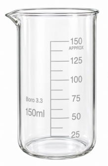 Bekerglas 150 ml Gegradueerd. hoog model Hittebestendig borosilikaat-glas