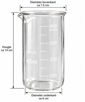 Bekerglas 400ml hoog model