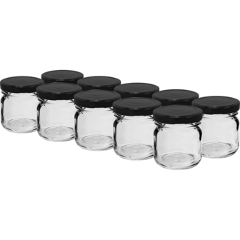 40 ml Glazen Potjes met Gekleurd Deksel &ndash; Set van 10 Stuks