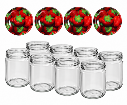 Marmeladengläser 500 ml mit twist-off deckel (Erdbeeren) pro 8 Stück