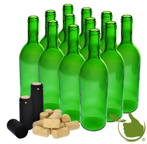 Weinflasche 0,75 Liter in Olivegrün - Natürlich leben