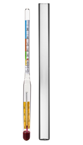 Alcoholmeter met thermometer