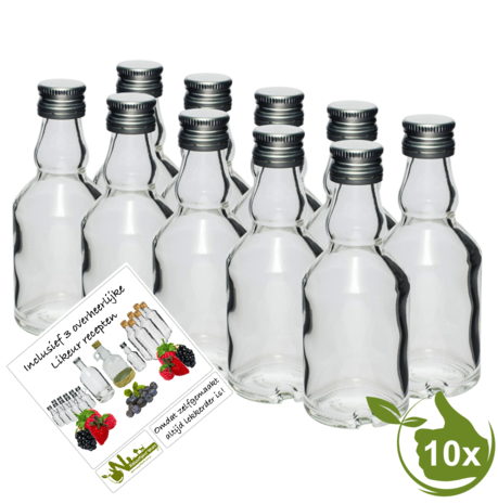 Mini glazenflesjes shotje 50ml (10 stuks)