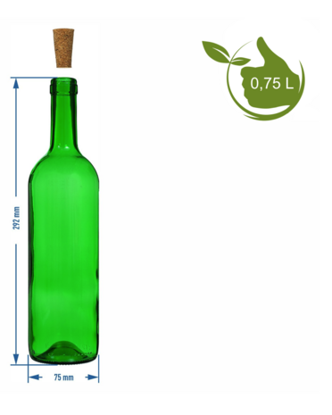 Weinflasche 0,75 Liter leben - Grün Natürlich in