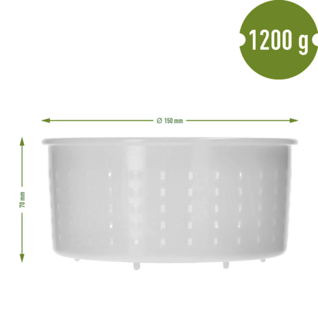 Cilindrische kaasvorm 15 x 7 cm voor 1200g