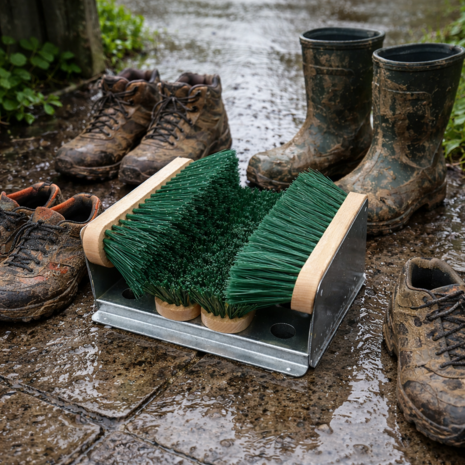 Schoenen en laarzen schoonmaker 4 borstels met verzinkt onderstel