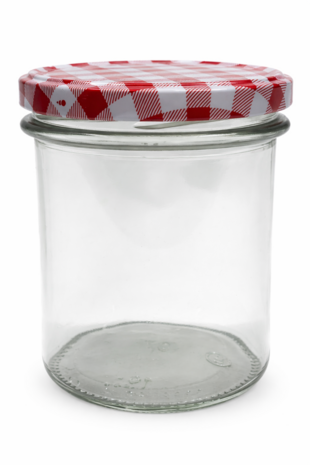 Jampotten 346 ml met twist-off deksel rood/wit (geblokt)