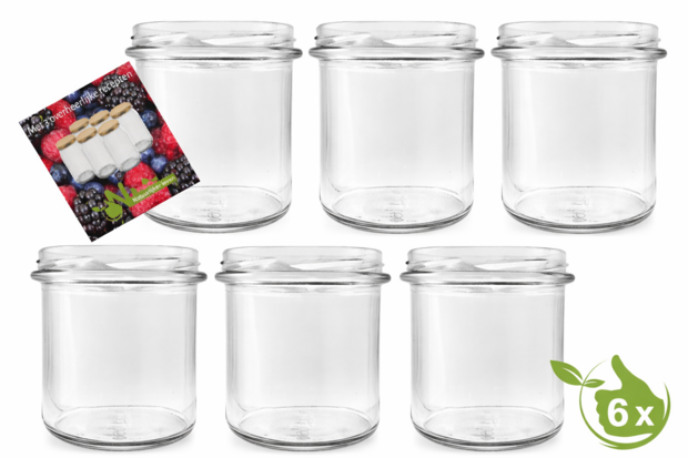 Jampotten 346 ml met twist-off deksel blauw (blok) 6 stuks