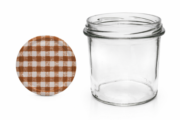 Jampot met twist-off deksel bruin (blok-design)