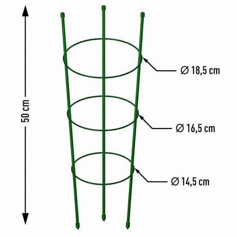 Steunringen voor tuinplanten, 3 ringen, 0,5 m