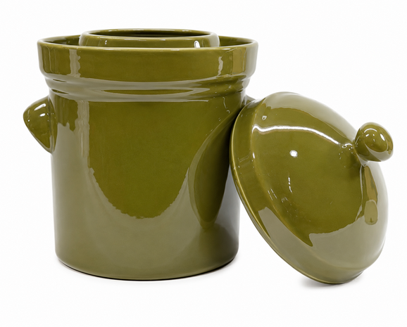Zuurkoolpot 5 liter (Olijf/Buik model)