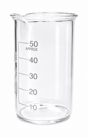 Bekerglas 50 ml gegradueerd hoog model hittebestendig