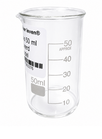 Bekerglas 50 ml gegradueerd hoog model hittebestendig