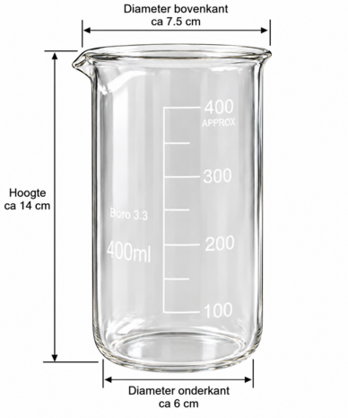 Bekerglas 400ml hoog model