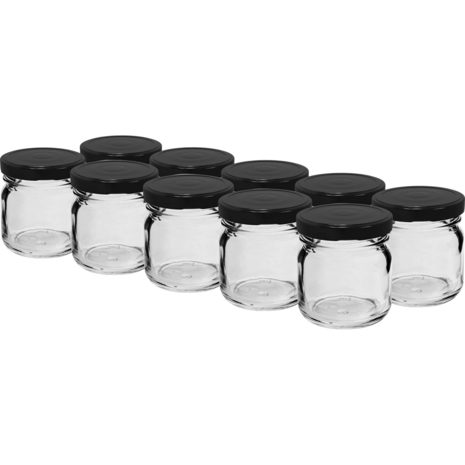 40 ml Glazen Potjes met Gekleurd Deksel &ndash; Set van 10 Stuks