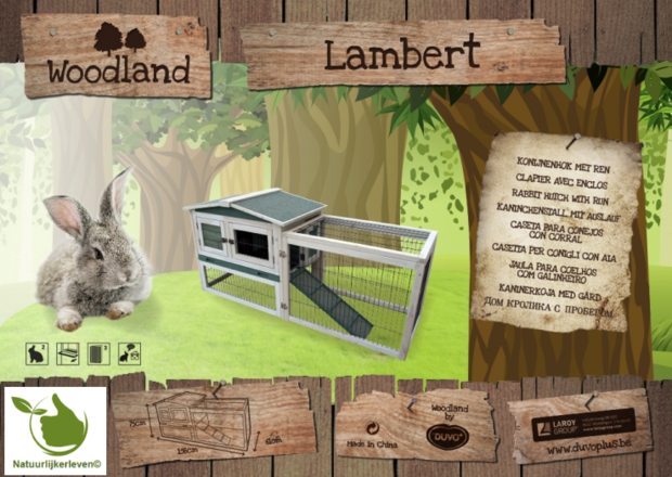 Woodland konijnenhok lambert cottage 155x53x70cm