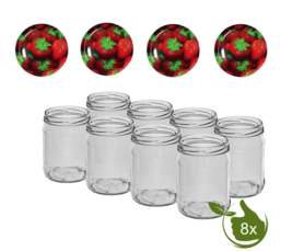Marmeladengläser 500 ml mit twist-off deckel (Erdbeeren) pro 8 Stück
