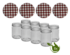 Marmeladengläser 500 ml mit twist-off deckel (Braun/Weiss) pro 8 Stück