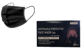 Mund-Nase-Maske -schwarz- 3-lagig