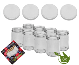 Marmeladengläser 500 ml mit twist-off deckel Weis, pro 8 stück