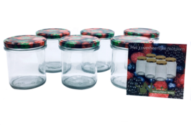 Marmeladengläser 346 ml mit twist-off deckel (Erdbeeren-Design) pro 6 Stück