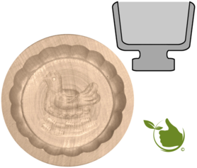 Butterform rund für 125g Butter – Motiv: Henne